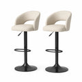 2er Set Barhocker mit Armlehnen hohenverstellbar aus PU-Kunstleder Creme 49 x 50 x 91-112 cm