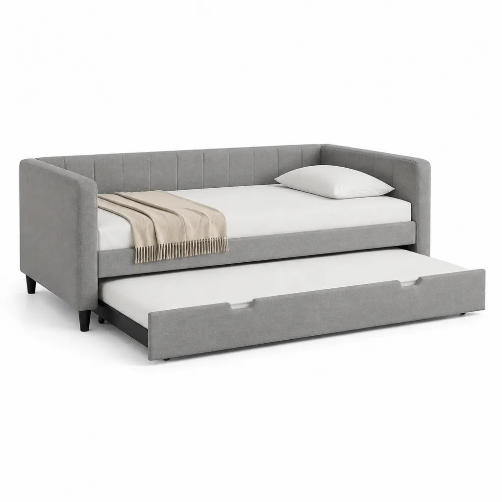 Schlafsofa mit Ausziehbett 90 x 200 cm Polyester Grau