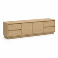 TV-Lowboard rechteckig 180 x 45 x 60 cm Eichenfurnier Natur mit 4 Schubladen und 2 Turen
