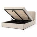 Polsterbett mit Stauraum und Lattenrost 160 x 200 cm Polyester-Samt rechteckig Beige