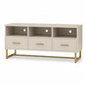 TV-Lowboard mit 3 Schubladen 150 x 40 x 75 cm MDF rechteckig cremeweiss goldfarben
