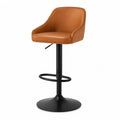 Barhocker hohenverstellbar mit Armlehnen PU-Kunstleder Cognac 52 x 53 x 92-113 cm