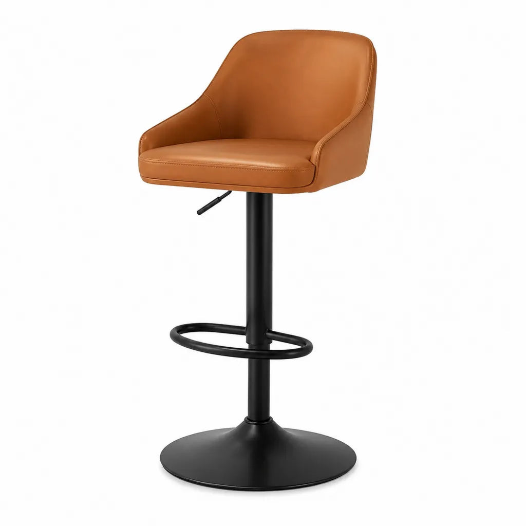 Barhocker hohenverstellbar mit Armlehnen PU-Kunstleder Cognac 52 x 53 x 92-113 cm