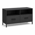 TV-Schrank mit 2 Schubladen und 2 offenen Fachern aus Spanplatte und Stahl rechteckig schwarz 100 x 40 x 70 cm