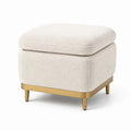 Polsterhocker 55 x 45 x 43 cm Polyester-Boucle rechteckig Creme mit goldfarbenen Stahlfussen