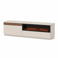 TV Lowboard mit Elektrokamin 180 x 40 x 55 cm MDF rechteckig Beige Schwarz