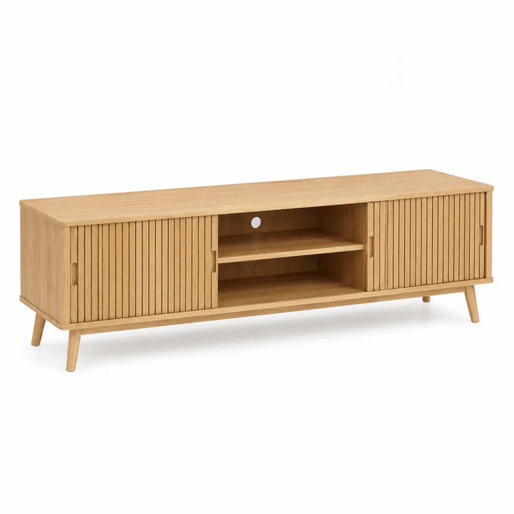 TV-Lowboard aus Bambus rechteckig naturfarben 140 x 40 x 50 cm