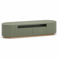 TV Lowboard mit 3 Turen und offenem Fach aus MDF in Olivgrun Naturholz 180 x 40 x 50 cm