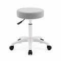 Burohocker mit Rollen hohenverstellbar Rund Polyester Hellgrau Weiss 43-55 cm