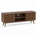 TV-Lowboard mit 2 Lamellenturen und offenen Fachern aus MDF mit Walnussfurnier rechteckig Walnussbraun 160 x 40 x 60 cm