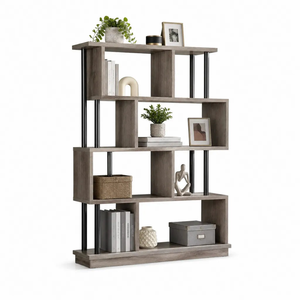 Bucherregal Standregal 80 x 30 x 160 cm Spanplatte Stahlrohr rechteckig Grau Schwarz