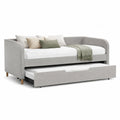 Tagesbett mit Ausziehbett 90 x 200 cm Polyester Hellgrau