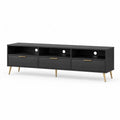 TV-Lowboard mit 3 Schubladen und 3 offenen Fachern Spanplatte rechteckig Schwarz Gold 180 x 40 x 50 cm