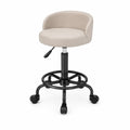 Burohocker Drehstuhl mit Ruckenlehne Fussring Rollen PU-Kunstleder Beige 60 x 60 x 82-102 cm