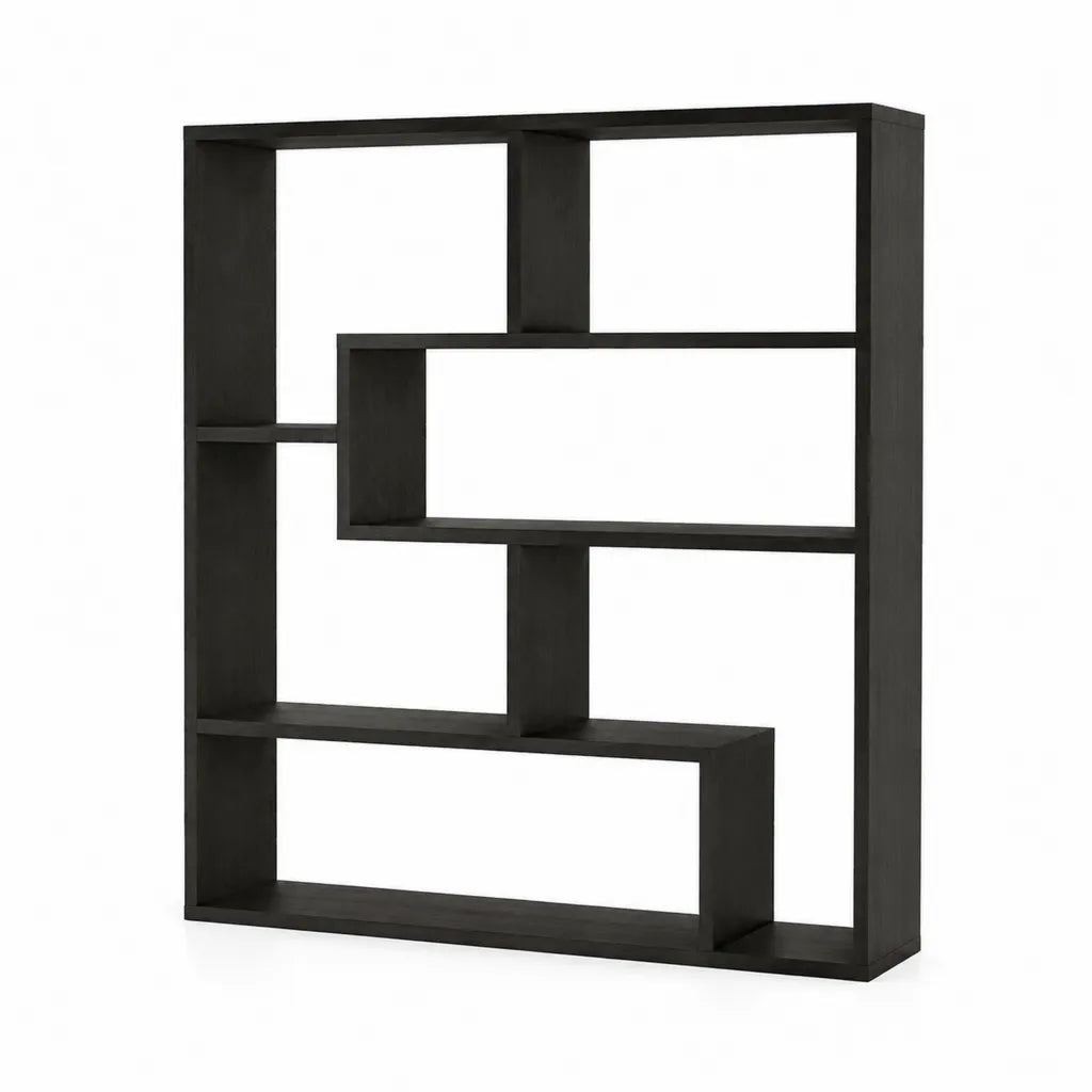 Bucherregal Raumteiler aus Spanplatte rechteckig schwarz 80 x 24 x 120 cm