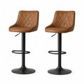 2er-Set Barhocker hohenverstellbar drehbar mit PU-Kunstleder cognacbraun Stahlgestell rund 50 x 54 x 93-113 cm